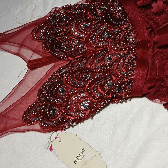 Elegant Asymmetrical Red Dress - Picture 8 of 8